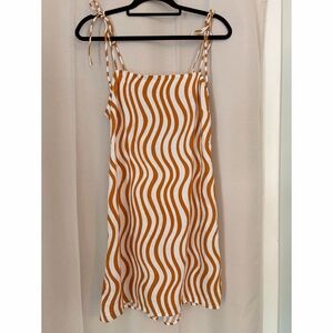 Wave Print Dress with Tie Straps